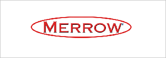 A red and white logo for merrow