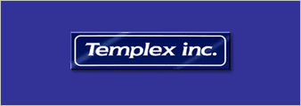 A blue and white logo for the templex inc.